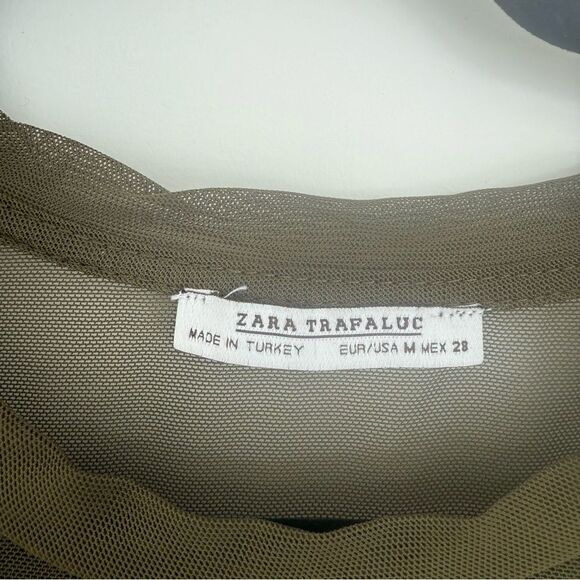 ZARA | Mesh Tee in Olive Green - Picture 3 of 7
